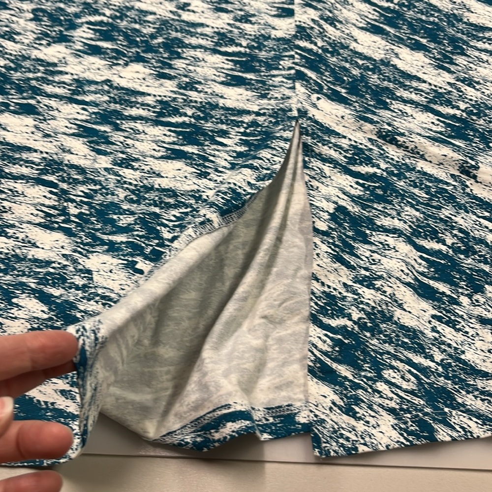 SOFT SURROUNDINGS NWT "Joanna" Resort Party Abstract Teal/Wht Faux Wrap Maxi 1X - Picture 8 of 16
